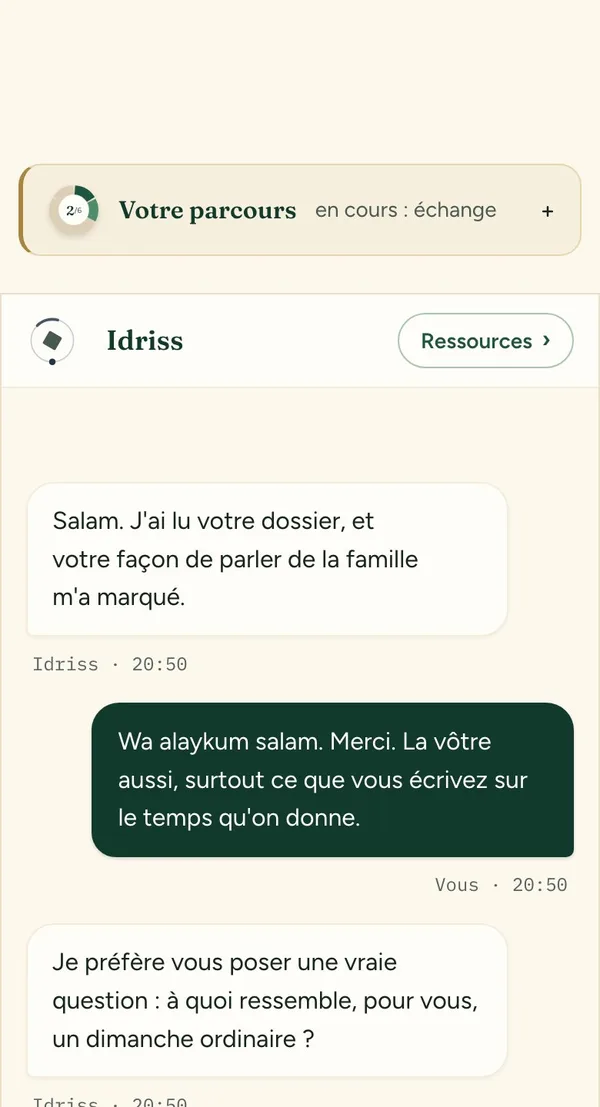 Une conversation entre deux membres.